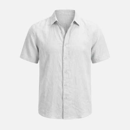 Camisa de lino de verano de manga corta con corte relajado para hombre