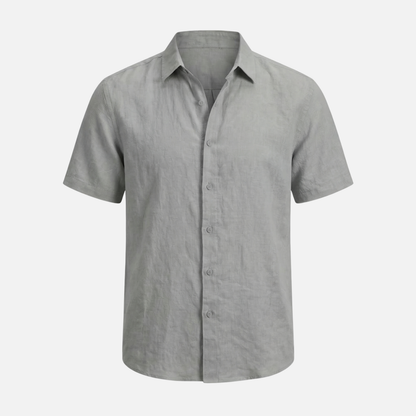 Camisa de lino de verano de manga corta con corte relajado para hombre