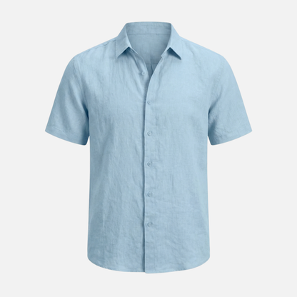 Camisa de lino de verano de manga corta con corte relajado para hombre