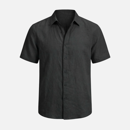 Camisa de lino de verano de manga corta con corte relajado para hombre