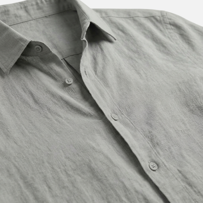 Camisa de lino de verano de manga corta con corte relajado para hombre