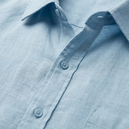 Camisa de lino de verano de manga corta con corte relajado para hombre