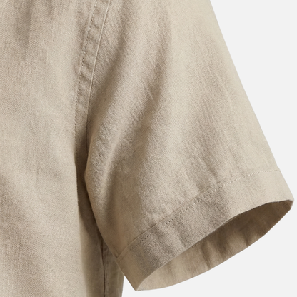 Camisa de lino de verano de manga corta con corte relajado para hombre