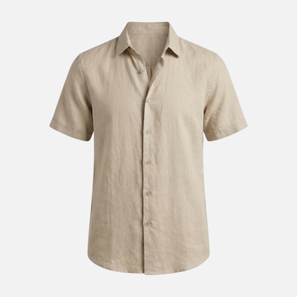 Camisa de lino de verano de manga corta con corte relajado para hombre