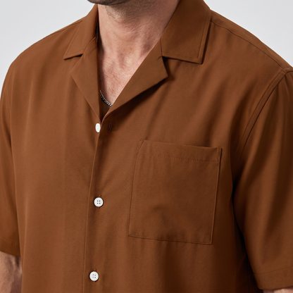 Conjunto de camisa de lino de manga corta y pantalón con cordón para hombre