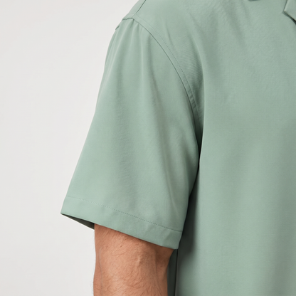 Conjunto de camisa de lino de manga corta y pantalón con cordón para hombre