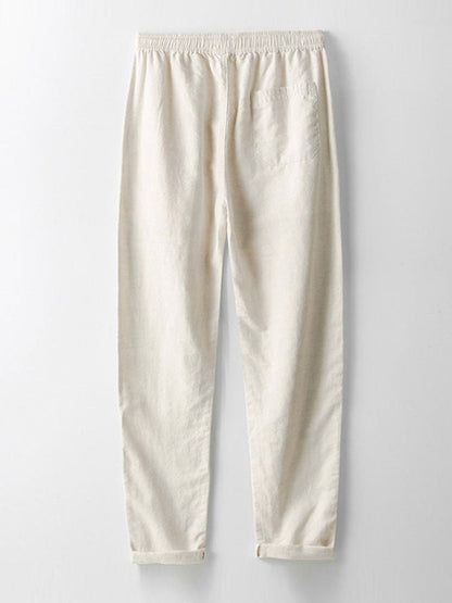 Conjunto de camisa de manga corta y pantalones cortos de mezcla de lino para hombre