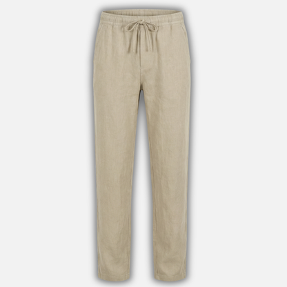 Pantalón de lino con cintura elástica y bolsillos laterales para hombre