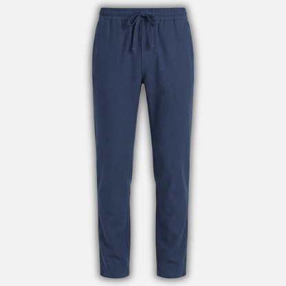 Pantalón de lino con cintura elástica y bolsillos laterales para hombre