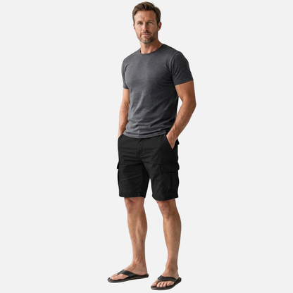 Shorts cargo de mezcla de algodón con corte locker y bolsillos laterales para hombre