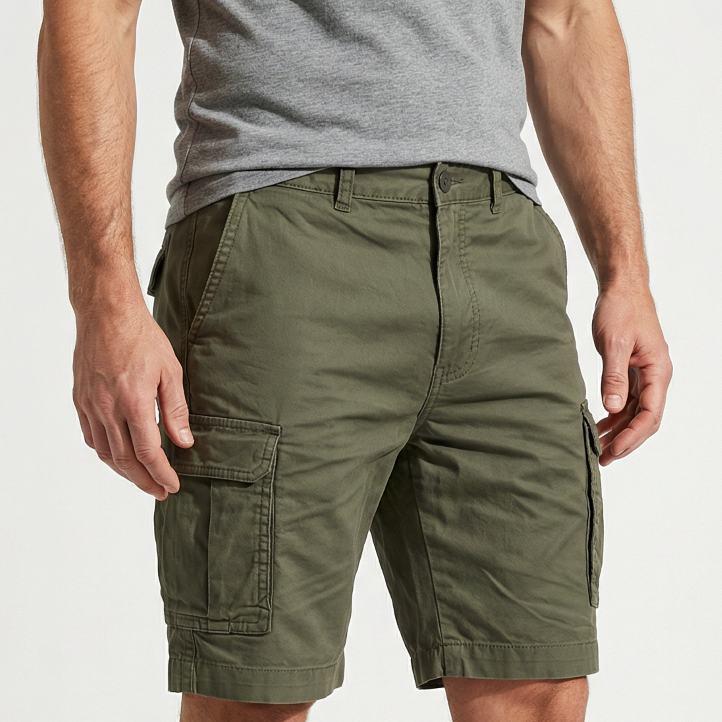 Shorts cargo de mezcla de algodón con corte locker y bolsillos laterales para hombre