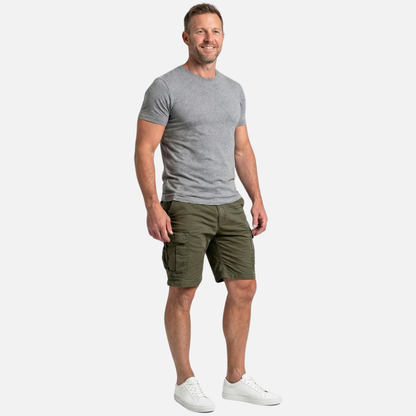 Shorts cargo de mezcla de algodón con corte locker y bolsillos laterales para hombre