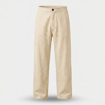 Pantalón de lino de corte suelto con pierna recta para hombre