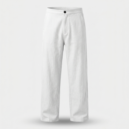 Pantalón de lino de corte suelto con pierna recta para hombre