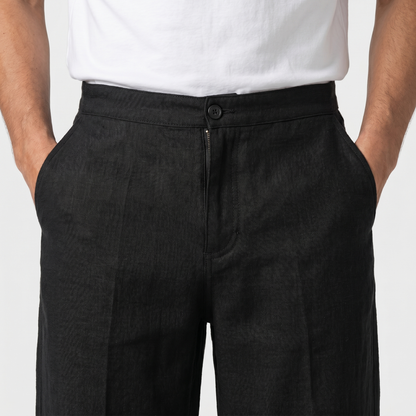 Pantalón de lino de corte suelto con pierna recta para hombre
