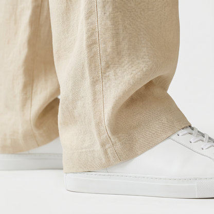 Pantalón de lino de corte suelto con pierna recta para hombre
