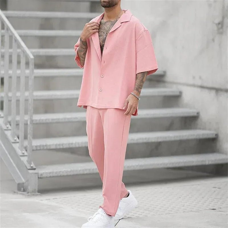 Conjunto casual holgado de algodón y lino para hombre