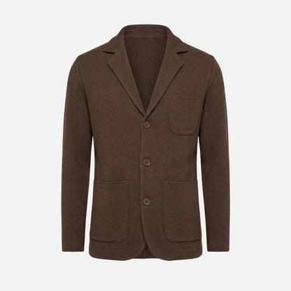 Blazer de punto fino casual con bolsillo en el pecho para hombre