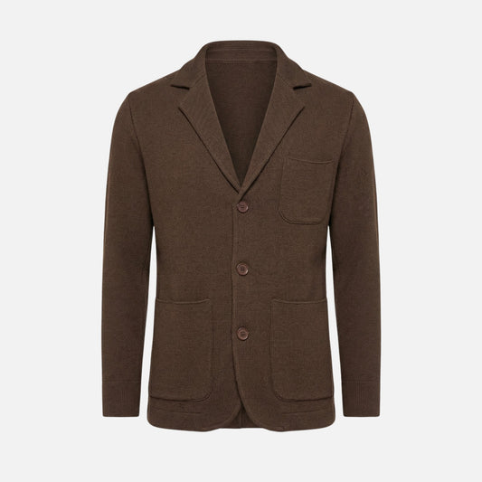 Blazer de punto fino casual con bolsillo en el pecho para hombre