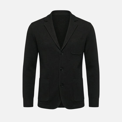 Blazer de punto fino casual con bolsillo en el pecho para hombre