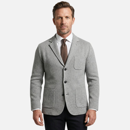 Blazer de punto fino casual con bolsillo en el pecho para hombre
