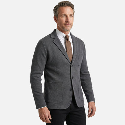 Blazer de punto fino casual con bolsillo en el pecho para hombre