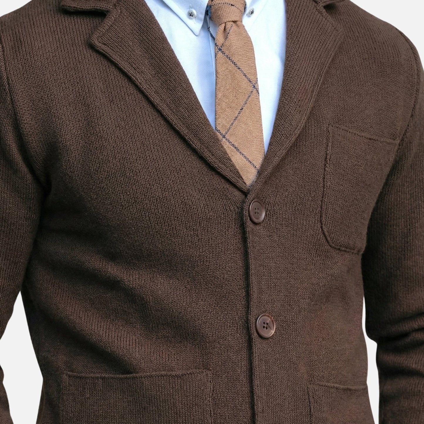 Blazer de punto fino casual con bolsillo en el pecho para hombre