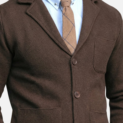 Blazer de punto fino casual con bolsillo en el pecho para hombre