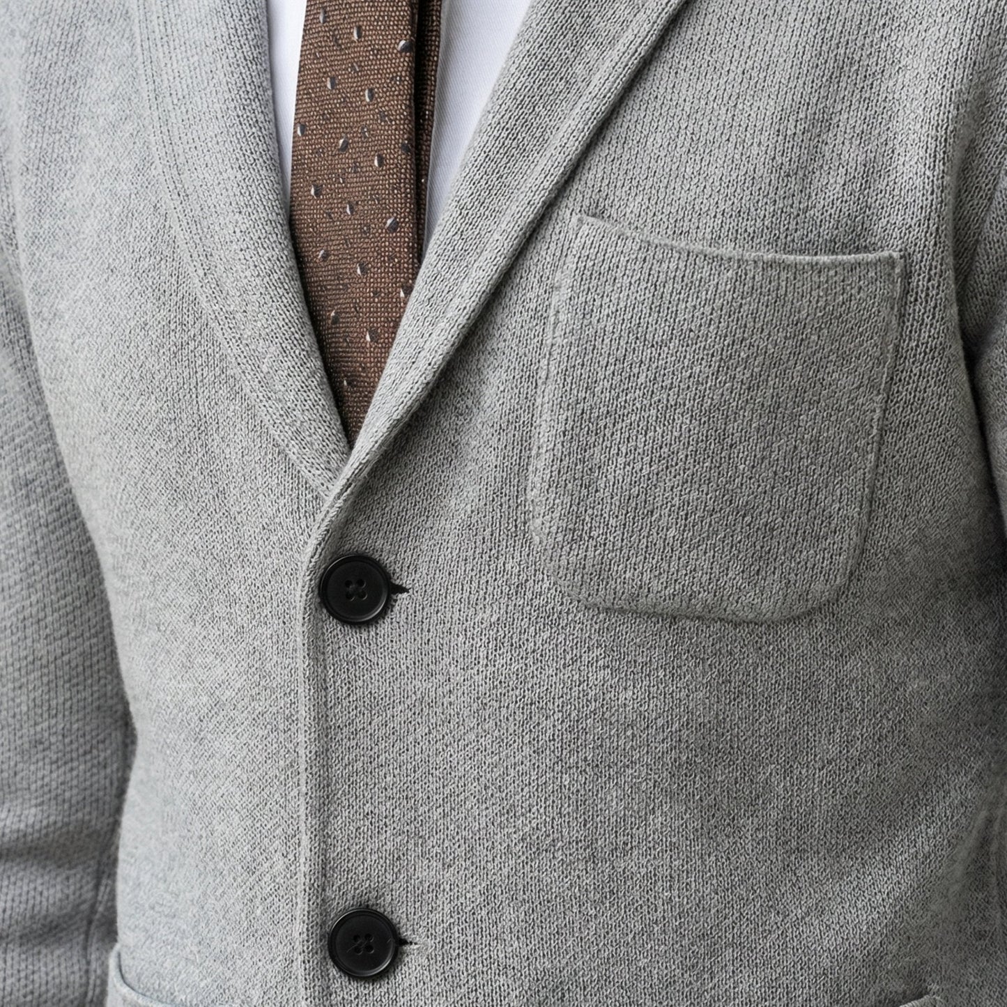Blazer de punto fino casual con bolsillo en el pecho para hombre