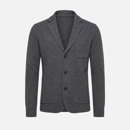 Blazer de punto fino casual con bolsillo en el pecho para hombre