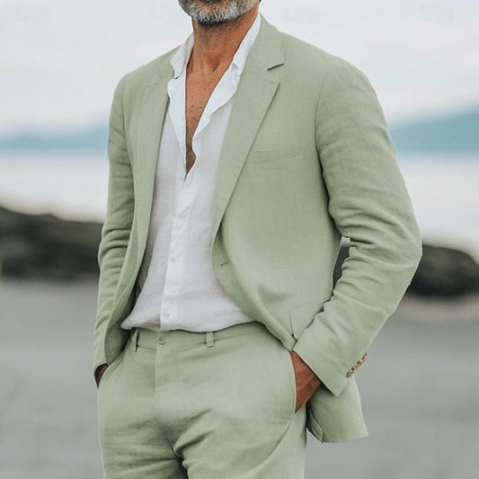 Conjunto moderno de blazer y pantalón de algodón para hombre