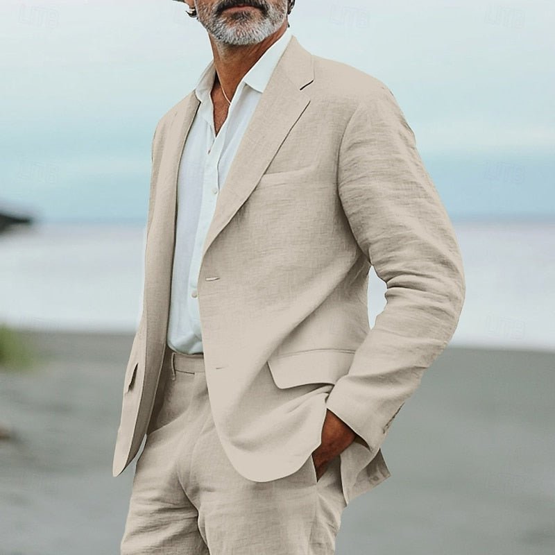Conjunto moderno de blazer y pantalón de algodón para hombre