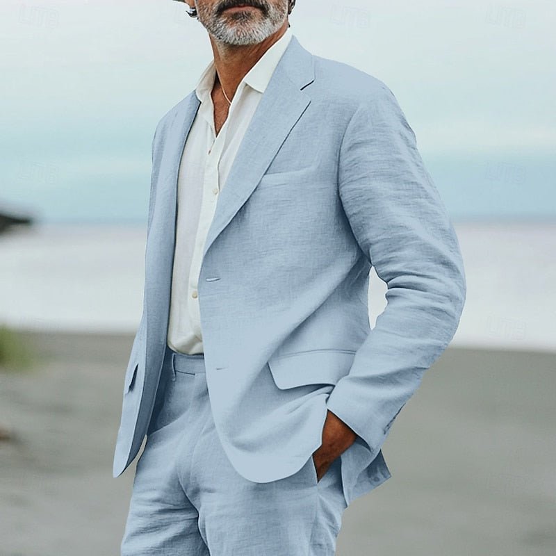 Conjunto moderno de blazer y pantalón de algodón para hombre
