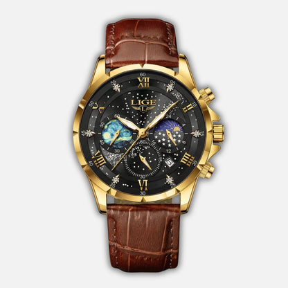 Reloj cronógrafo con fases lunares y fecha para hombre
