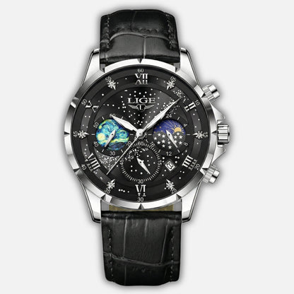 Reloj cronógrafo con fases lunares y fecha para hombre
