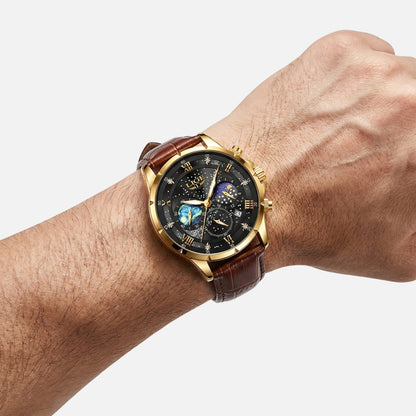 Reloj cronógrafo con fases lunares y fecha para hombre