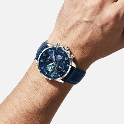 Reloj cronógrafo con fases lunares y fecha para hombre