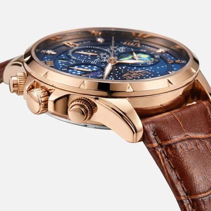 Reloj cronógrafo con fases lunares y fecha para hombre