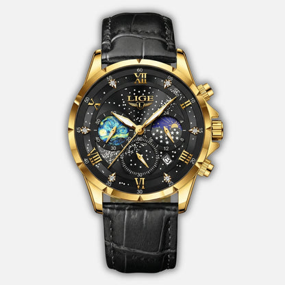 Reloj cronógrafo con fases lunares y fecha para hombre