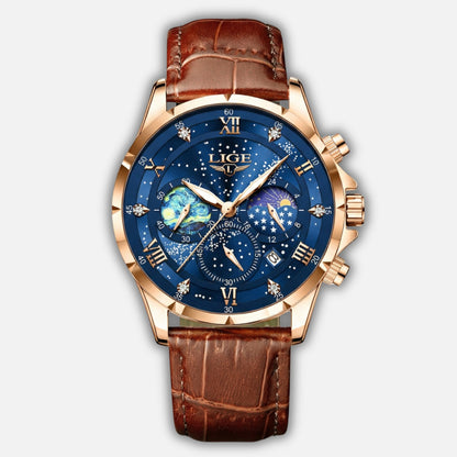 Reloj cronógrafo con fases lunares y fecha para hombre