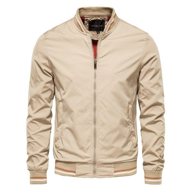 Chaqueta bomber de nailon con puños de canalé para hombre