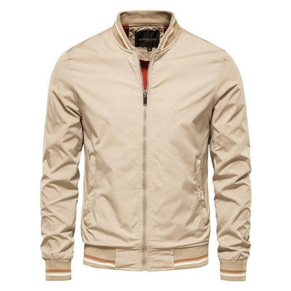 Chaqueta bomber de nailon con puños de canalé para hombre