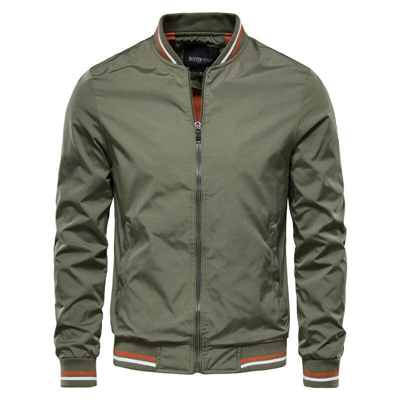 Chaqueta bomber de nailon con puños de canalé para hombre