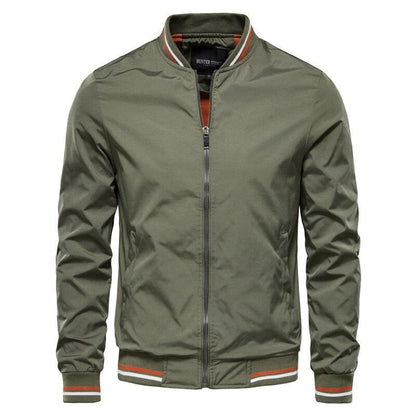 Chaqueta bomber de nailon con puños de canalé para hombre