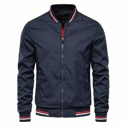 Chaqueta bomber de nailon con puños de canalé para hombre