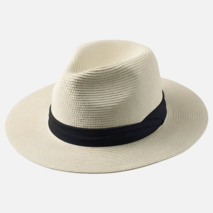 Sombrero panamá de paja toquilla con cinta de raso para hombre