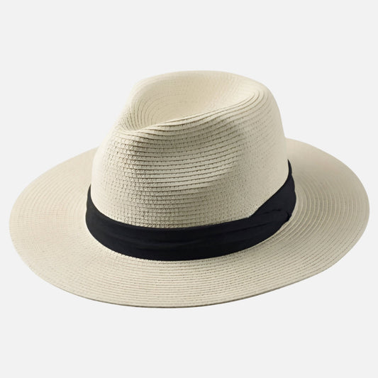 Sombrero panamá de paja toquilla con cinta de raso para hombre