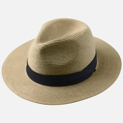 Sombrero panamá de paja toquilla con cinta de raso para hombre