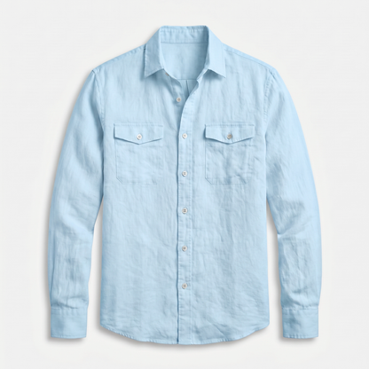 Sobrecamisa de lino con bolsillos en el pecho para hombre