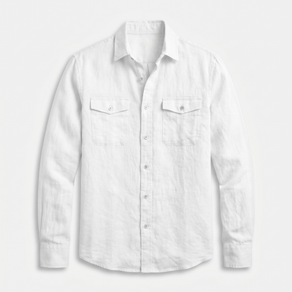 Sobrecamisa de lino con bolsillos en el pecho para hombre